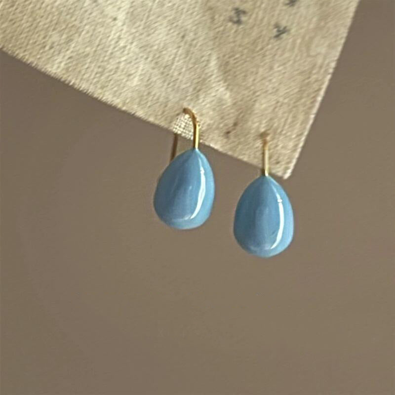 Minimalist Enamel Teardrop Hook Earrings - view 7