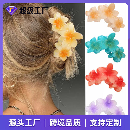 New Colorful Egg Flower Acrylic Hair Clip Flower Claw Premium Elegant Women Hair Accessory Side Clip Claw Clip