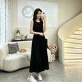 French Retro Pocket Dress - Sleeveless Waist-Cinching Loose Slip Dress Women