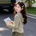 Girls' Korean Short Hooded Top & Wide-Leg Pants Set