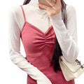 Women's High Neck Lace Sheer Top