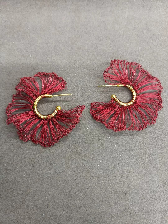 Woven Round Textured Stud Earrings - view 9