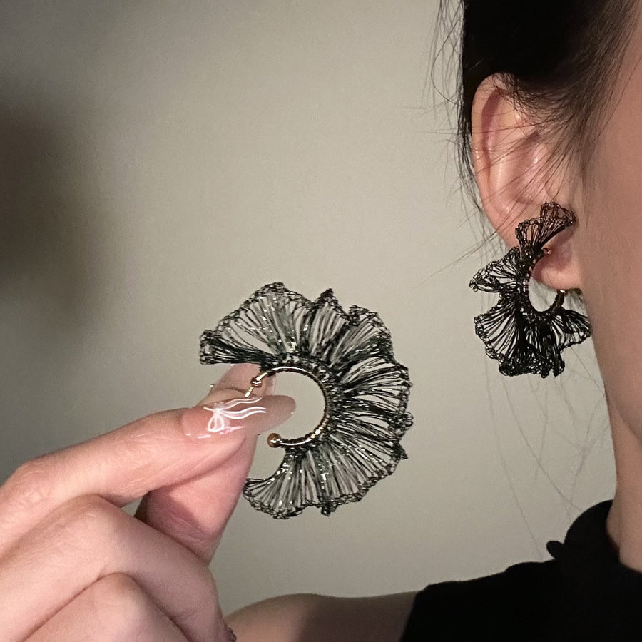 Woven Round Textured Stud Earrings - view 8