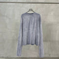 AR Men's Pure Cotton Washed Distressed Frayed Edge Loose Fit Crew Neck Long Sleeve T-Shirt