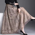 High Waist Hollow-Out Swing Beaded Skirt + Long Skirt
