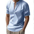 summer european and american foreign trade men's casual loose shirts men's trendy stand-up collar li