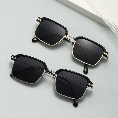 2024 New Retro Square Men Browline Frame UV-Proof Men Sunglasses Overseas Glasses Wholesale