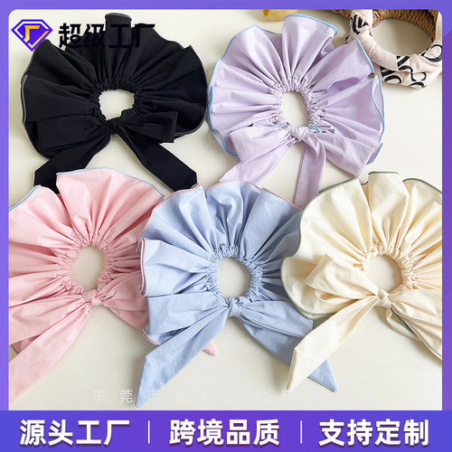 Gem Li Custom Elegant Solid Bow Large Cord Hair Tie Simple Premium Solid Versatile Bun Head Flower Hair Accessory