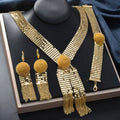 Dubai 18K Gold Plated Tassel India Ni Day Profit Asia Women Premium Necklace Bracelet Set Earrings Set