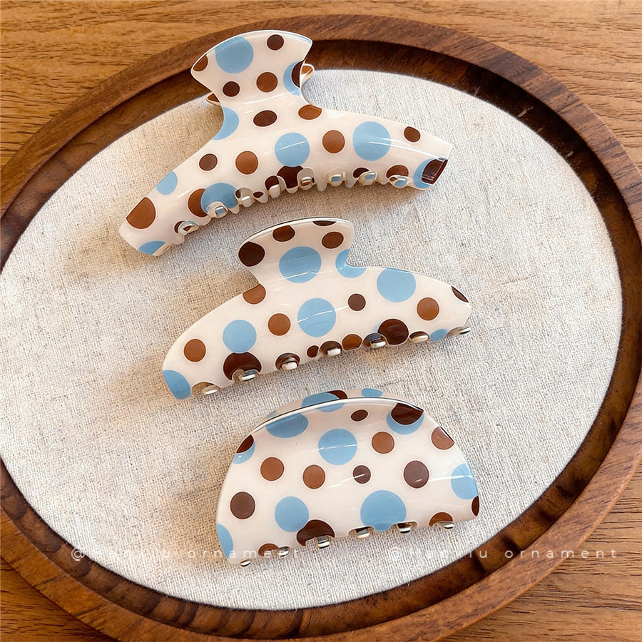 Korean Polka Dot Acrylic Hair Claw Clip - view 2