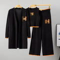 Fall-Winter Chanel-Style Casual Knit Long Wide Leg Pants + Cardigan + Tank Top + Jacket 3-Piece Set