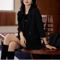 Women's Fall Casual Elegant Petite Blazer + Top 2026 | Casual Blouse - Black