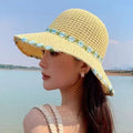 新款夏季百搭户外遮阳帽大帽檐渔夫帽便携防晒太阳帽蝴蝶结女士帽