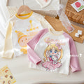 Girls' Contrast Raglan Cartoon Print T-Shirt
