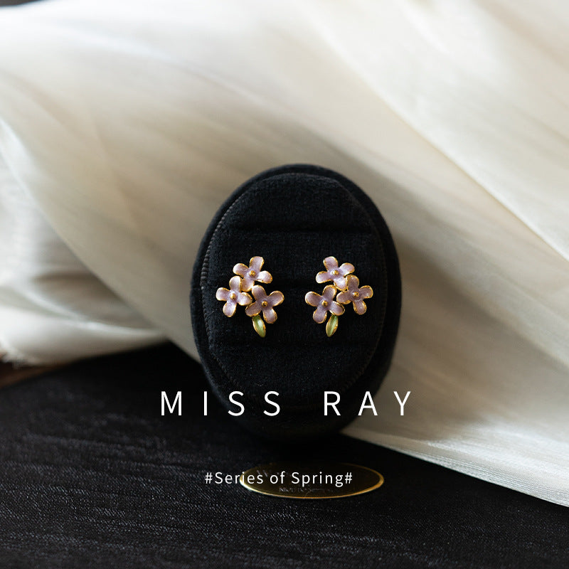 Enamel Flower Minimalist Stud Earrings - view 3