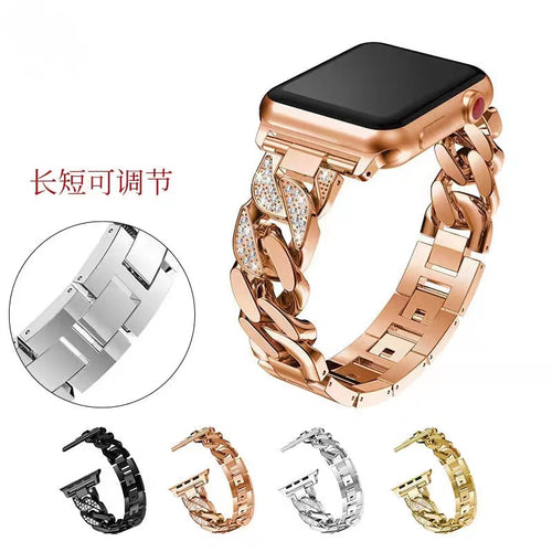 Fits Apple watch Apple Band Denim Chain Tweed Style Rhinestone Metal Apple Band