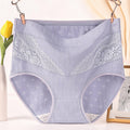 pure cotton mid-high waist plus size women's underwear lace cotton crotch plus fat enlarged briefs m