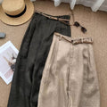 Summer Casual Slimming Linen High Waist Straight Leg Wide Leg Pants + Pants