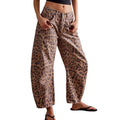 Fall Loose Wide Leg Straight Leg Leopard Pants