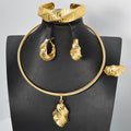 Overseas Middle East Jewelry Bead Collar Necklace Teardrop Shape Pendant Long Wall Grain Necklace Earrings Set Ring Bangle Set Women