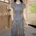 Summer Casual Elegant Pants + Top 2-Piece Set