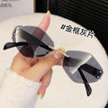 Rimless Beveled Polygon Women Sunglasses Premium Light Luxury Gold Silk No Rim Sunglasses Driving Sun-Proof Glasses