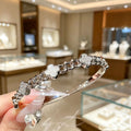 Western New Exquisite Niche Cubic Zirconia Bangle Light Luxury Premium Bride Banquet Birthday Silver Apricot Leaves Hand Jewelry Wholesale