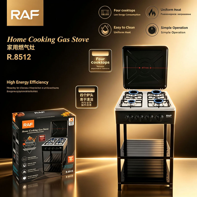EU-Spec Glass Gas Cooktop - 4 Burner with Safety Cut-Off