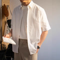 Nengmeng Slub Cotton Linen-Like Short Sleeve Shirt