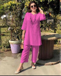 Women's Spring-Summer Ethnic Sporty Plus Size Long Sleeve Loose Set 2026 - White