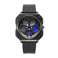 New Square Mens Watch Wheel Hub Rotation Motion Quartz Watch Overseas Hot Sale Fashionable Silicone Band Sports Waterproof Watch