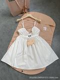 Haute Couture Letter Logo Floral Embroidered Camisole Lace Dress