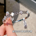 Western Trendy Clover Bangle Fashionable Burst Sparkle Cubic Zirconia Flower Hand Jewelry Starry Sky Design Premium Bracelet Women