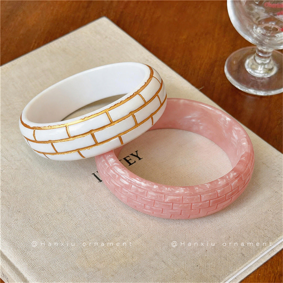 Geometric Textured Resin Bangle Bracelet - view 2