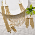 Overseas Fashionable 18K Metal Fringe Premium Necklace Bracelet Set Earrings Ring Wedding Women Jewelry Set