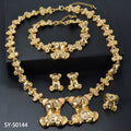 Vintage Premium Bear Pendant Necklace Bracelet Set Earrings Ring Set Fashionable Elegant Set