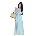 Women's Bohemian Vacation Off-Shoulder Belt Dress + Long Skirt 2026 - Red