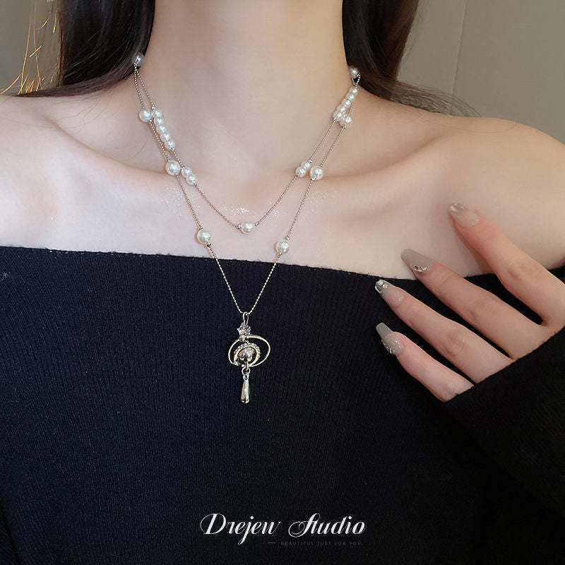 French Irregular Pearl Pendant Necklace - view 9