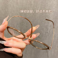 Beesfen M6212Y Ultra-Light Titanium Frame Retro Cat-Eye Glasses Frame Bare Face Cold Tea Small-Frame Book Nerd Glasses Wholesale