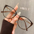 Beesfen 25021J Ultra-Light Titanium Retro Cat-Eye Glasses Bare Face Women Face-Slimming Cold Tea Glasses Wholesale Cinnabar Sun