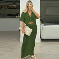 Versatile Crochet Knit Crochet Cardigan + Skirt Set