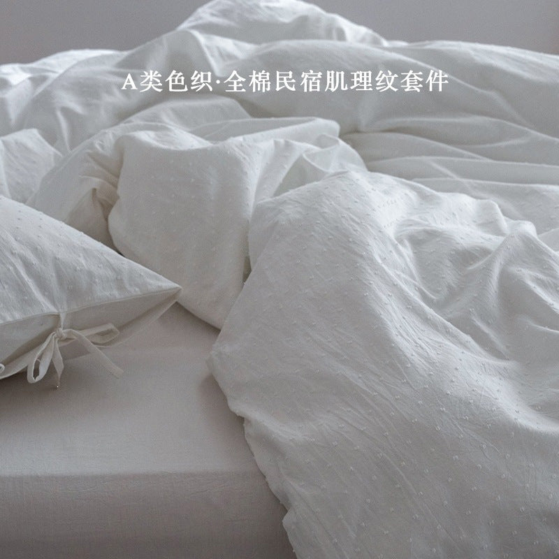 Fang Tale Textured Washed Cotton Jacquard 4-Piece Bedding Set - view 4