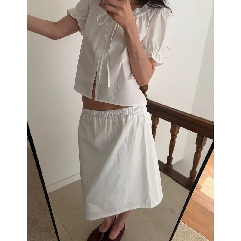Summer Short Sleeve Drawstring Shirt