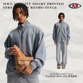ARTIE Men's Fall/Winter Washed Distressed Spliced Zip Stand Collar Hoodie