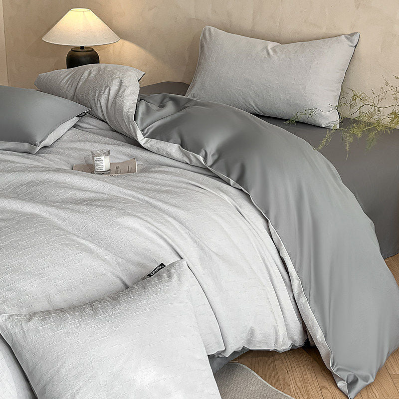 Rhythm Check Cotton Jacquard 4-Piece Bedding Set - view 4