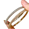 Light Luxury Premium Burst Sparkle Twist Pattern Full Diamond Bracelet Two-Tone Retro Stylish Niche Design Elegant Versatile Hand Jewelry