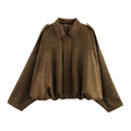 Women's Fall Casual Lapel Collar Jacket 2026 | Trendy Jacket - Olive Green