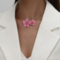 EU/US Import Accessory Elegant Colorful Droplet Oil Flower Pendant Necklace Fresh Sweet Petal Clavicle Chain Necklace