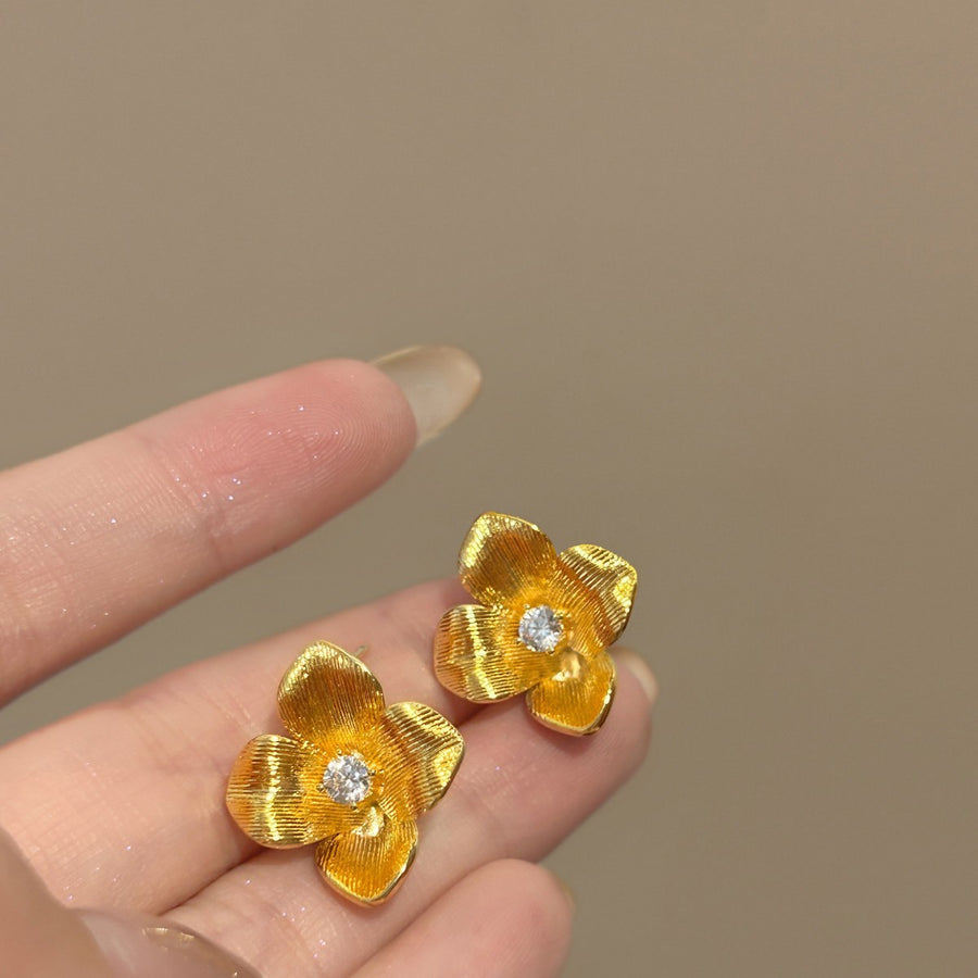Artistic Zircon Flower Stud Earrings - view 2