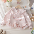 Girls' Cartoon Rabbit Lace Trim Pullover Hoodie